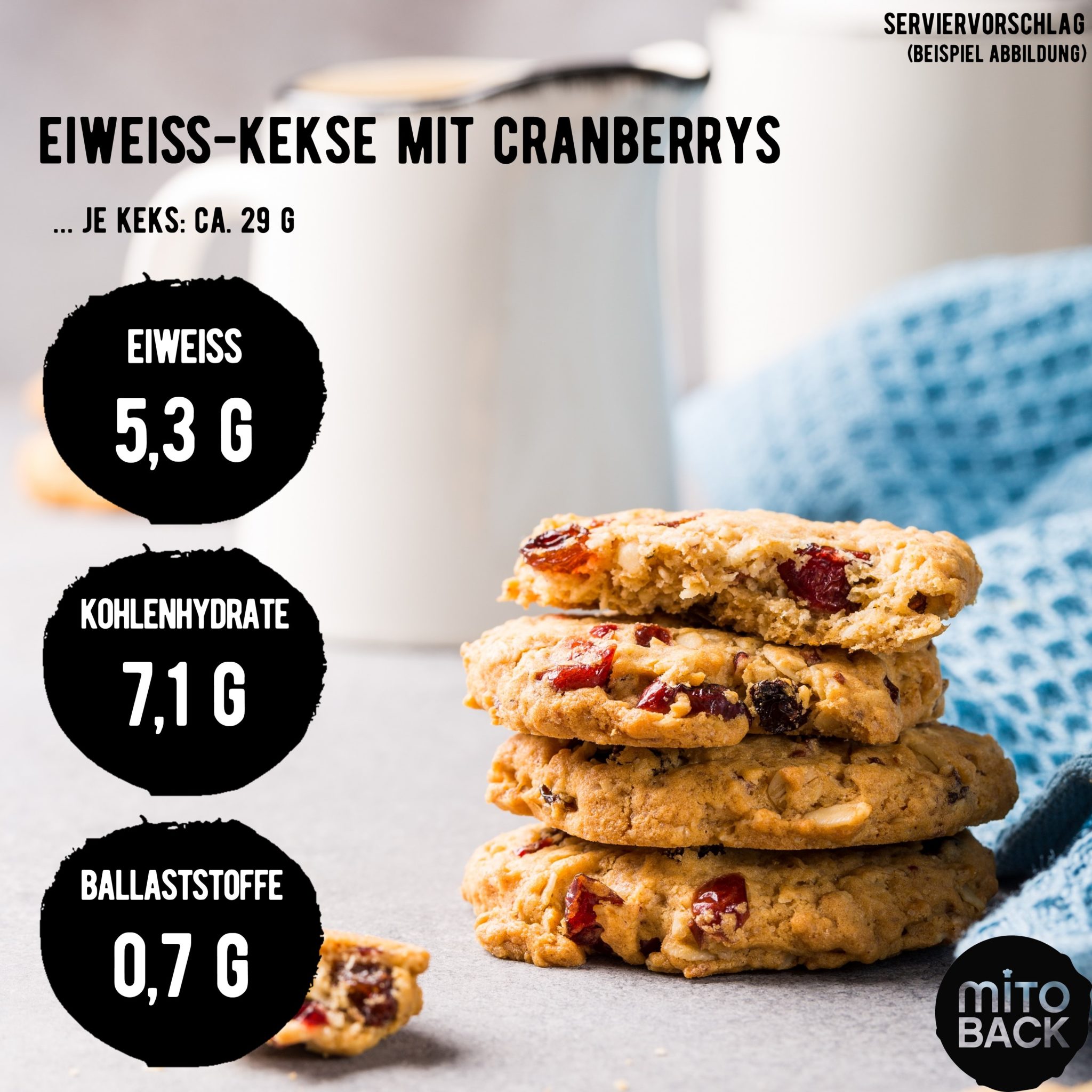 Eiweiß-Kekse mit Cranberries - Gebäck - MITOBACK